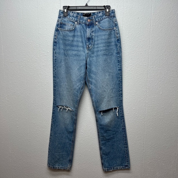 ASOS High Rise Distressed Medium Wash 5-Pocket Cotton Denim Jeans Womens 28/32 - Picture 1 of 12